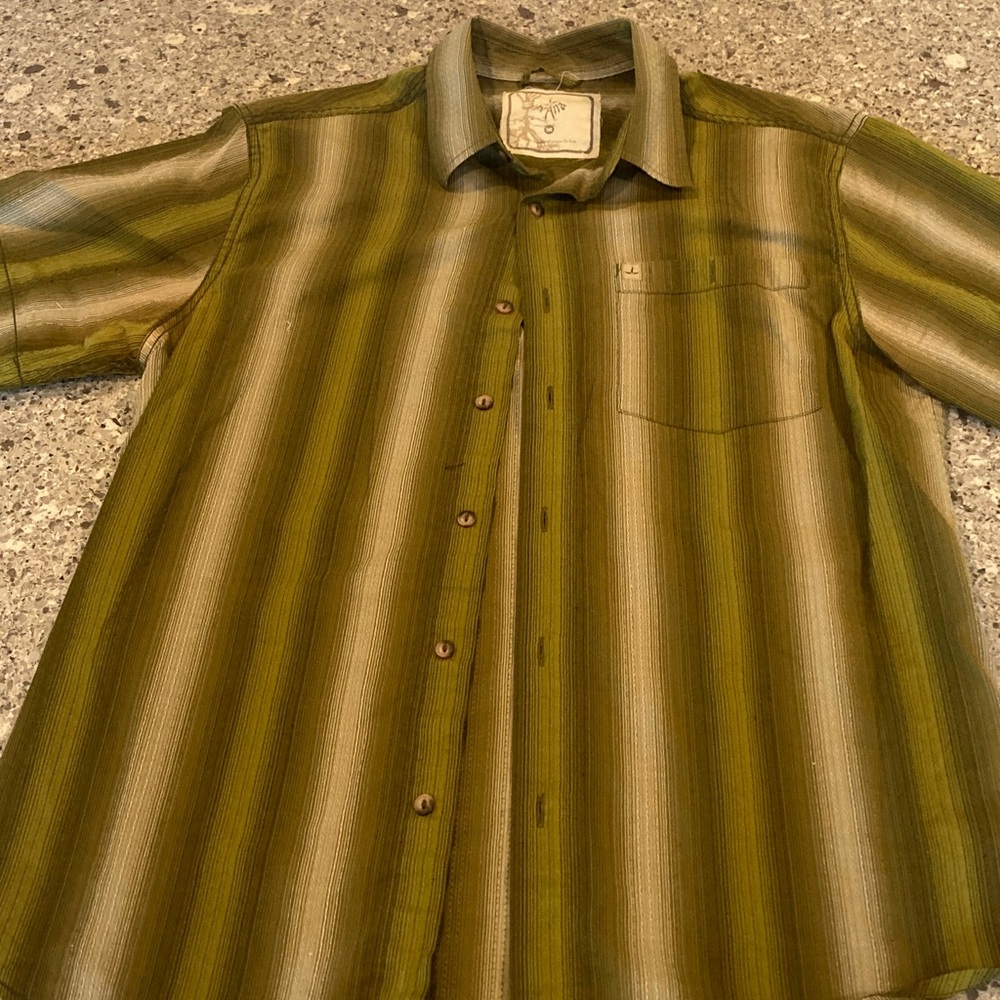 Prana Olive Striped Shirt